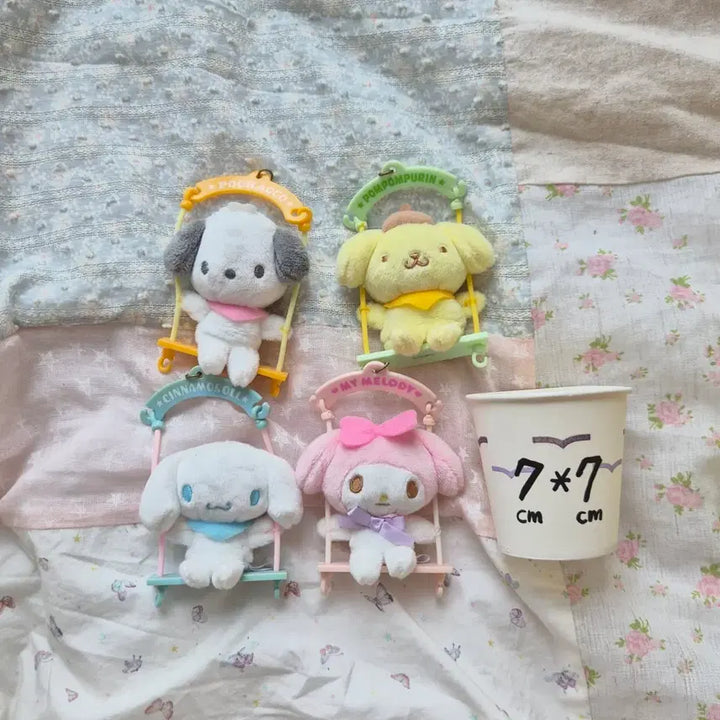 [BUNJANG] Sanrio Characters Swing Keyring Bundle Set (Pochacco, Pompompurin, Cinnamoroll, My Melody) / 고전 빈티지 일괄 인형 산리오 산엑스 포차코 폼폼푸린 시나모롤 마이멜로디 그네 키링