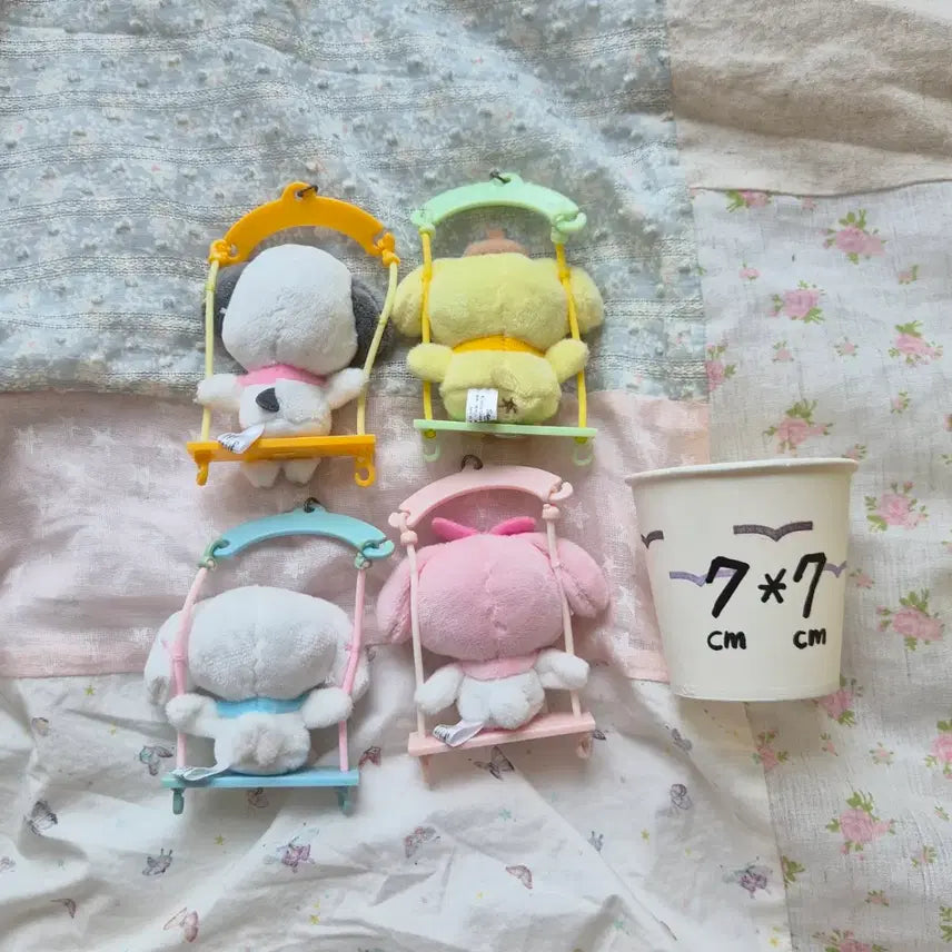 [BUNJANG] Sanrio Characters Swing Keyring Bundle Set (Pochacco, Pompompurin, Cinnamoroll, My Melody) / 고전 빈티지 일괄 인형 산리오 산엑스 포차코 폼폼푸린 시나모롤 마이멜로디 그네 키링
