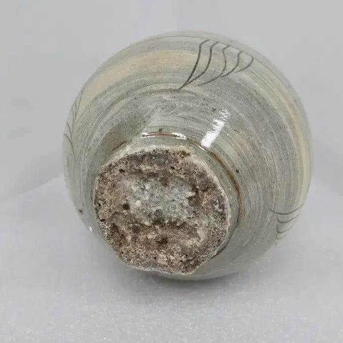 [BUNJANG] Antique Buncheong Ware Celadon Harmonious Floral Small Vase / 골동품 분청자 조화문 소병