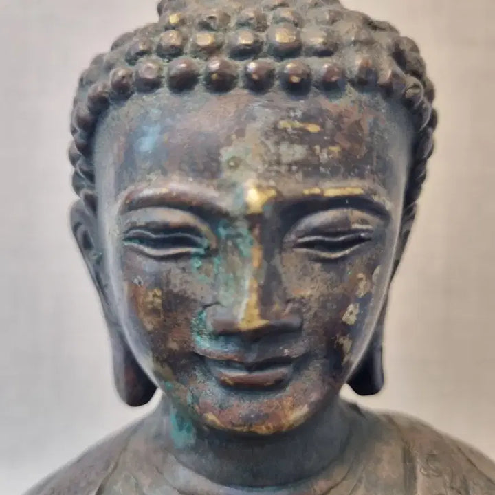 [BUNJANG] Old Bronze Gilded Statue of Shakyamuni Buddha / 오래된 청동 개금 항마촉지인 석가모니 좌상 불상