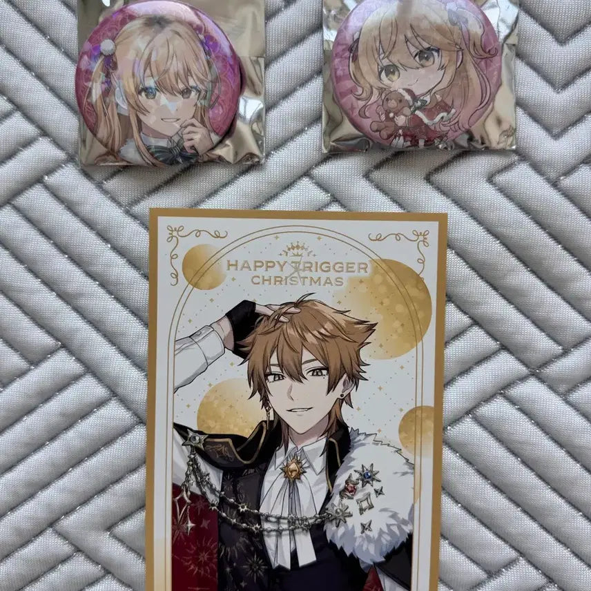 [BUNJANG] Nijisanji Fushimi Gaku Happy Trigger Christmas Clear File Set + POB + Can Badge / 니지산지 해피트리거 크리스마스 클리어파일 세트+특전+캔뱃지