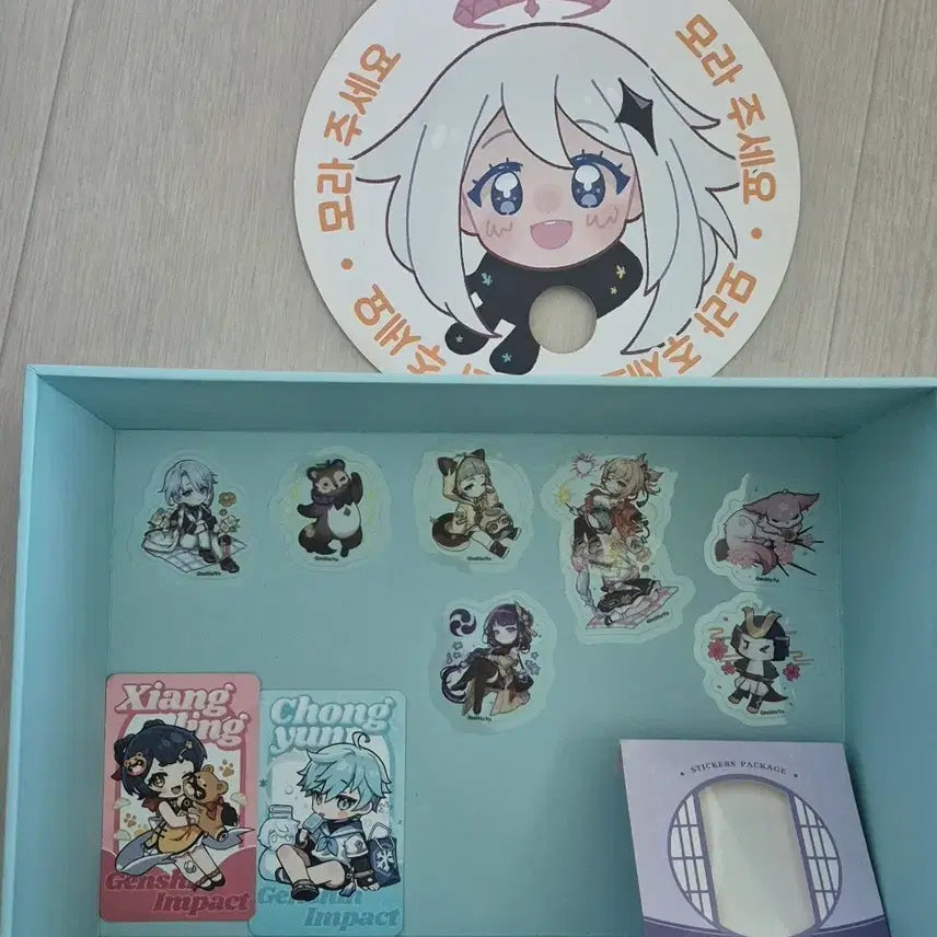 [BUNJANG] Genshin Impact Stickers, Fan, and Photocards Bundle / 원신 스티커 / 부채 / 포토카드 팝니다.