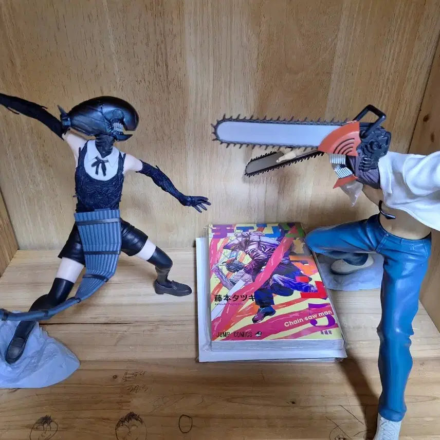 [BUNJANG] Chainsaw Man Reze Arc Chainsaw &amp; Beam Battle Scene Figure Set / 체인소맨 레제편 체인소&amp;밤 전투씬 세트피규어