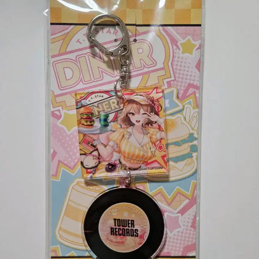[BUNJANG] Goddess of Victory: NIKKE Tower Records Cafe Collaboration Record Style Anis Keychain / 새상품)니케 타워레코드 까페 콜라보 레코드 스타일 아니스 키 체인