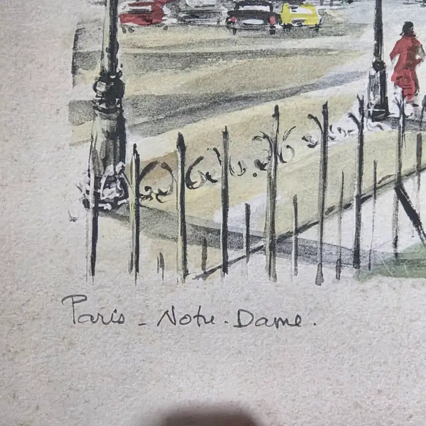 [BUNJANG] 1970s Notre Dame Cathedral Original Painting by Montmartre Artist / 70년대 노트르담 성당 프랑스 그림 오리지널 작가 몽마르뜨 언덕