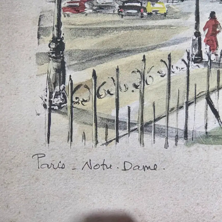 [BUNJANG] 1970s Notre Dame Cathedral Original Painting by Montmartre Artist / 70년대 노트르담 성당 프랑스 그림 오리지널 작가 몽마르뜨 언덕