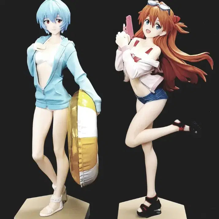 [BUNJANG] Evangelion Beach Queens Asuka &amp; Rei Swimsuit L-Size Figure (Opened) / 에반게리온,비치퀸즈,아스카,레이,수영복,개봉,정품,L사이즈