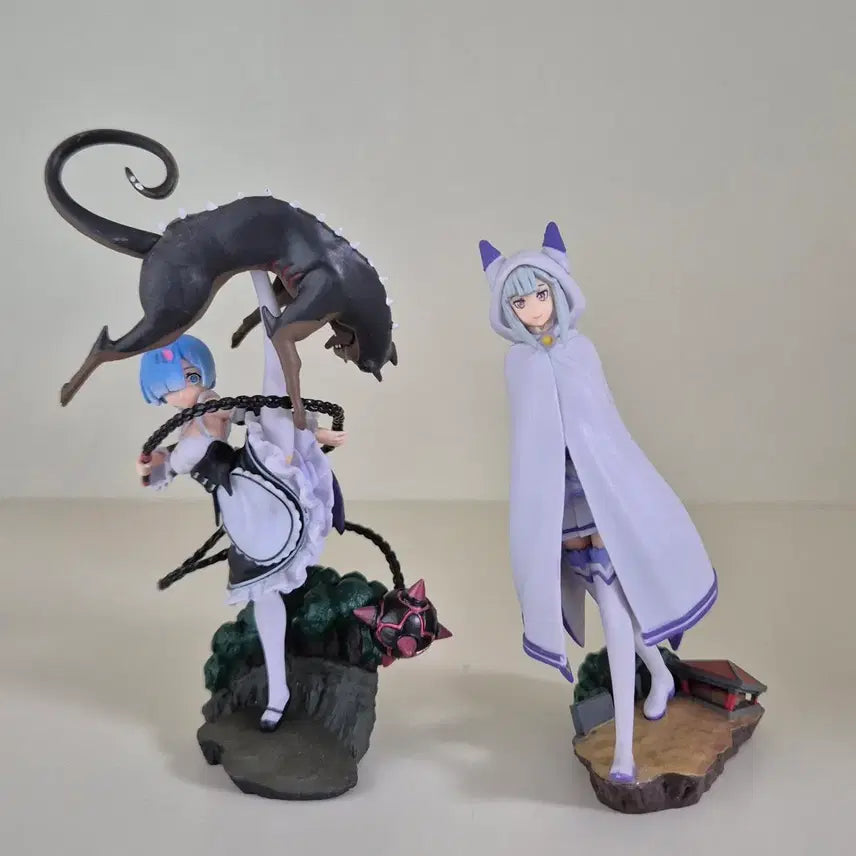 [BUNJANG] Re:Zero Petit Rama Emilia &amp; Ram Figure Bundle Set / 리제로 푸치라마/쁘띠라마 미니 피규어 에밀리아 렘 일괄