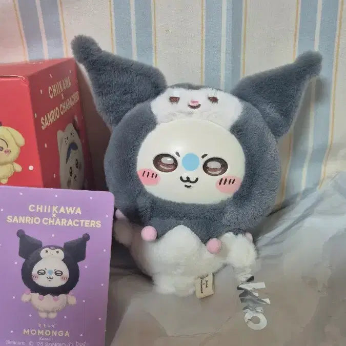[BUNJANG] Chiikawa x Sanrio Collaboration Momonga &amp; Kuromi Plush Toy / 치이카와 산리오콜라보 모몬가 쿠로미 새상품