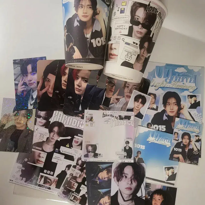 [BUNJANG] Enhypen Heeseung Birthday Cafe Goods Photocard Memo Pad Postcard / 에반 희승 생일카페 생카 굿즈 특전 컵홀더 포카 메모지 증사 엽서