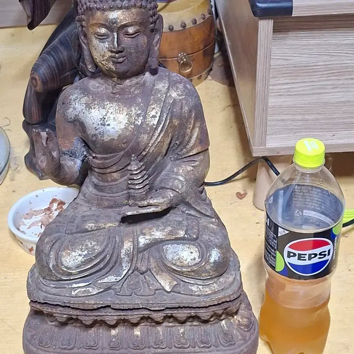 [BUNJANG] Large Iron Seated Buddha Statue / 다래여불 좌불상 철불