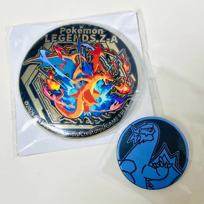 [BUNJANG] Pokemon Center Japan Lucky Draw Megazard Gold Foil Can Badge &amp; Den Labe Coin / 포켓몬스터 레전드 ZA 일본 구입특전 메가리자몽 메가리자돈 금박캔뱃지 포켓몬센터 가챠 코인 동전 드닐레이브