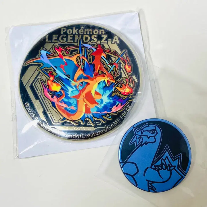 [BUNJANG] Pokemon Center Japan Lucky Draw Megazard Gold Foil Can Badge &amp; Den Labe Coin / 포켓몬스터 레전드 ZA 일본 구입특전 메가리자몽 메가리자돈 금박캔뱃지 포켓몬센터 가챠 코인 동전 드닐레이브