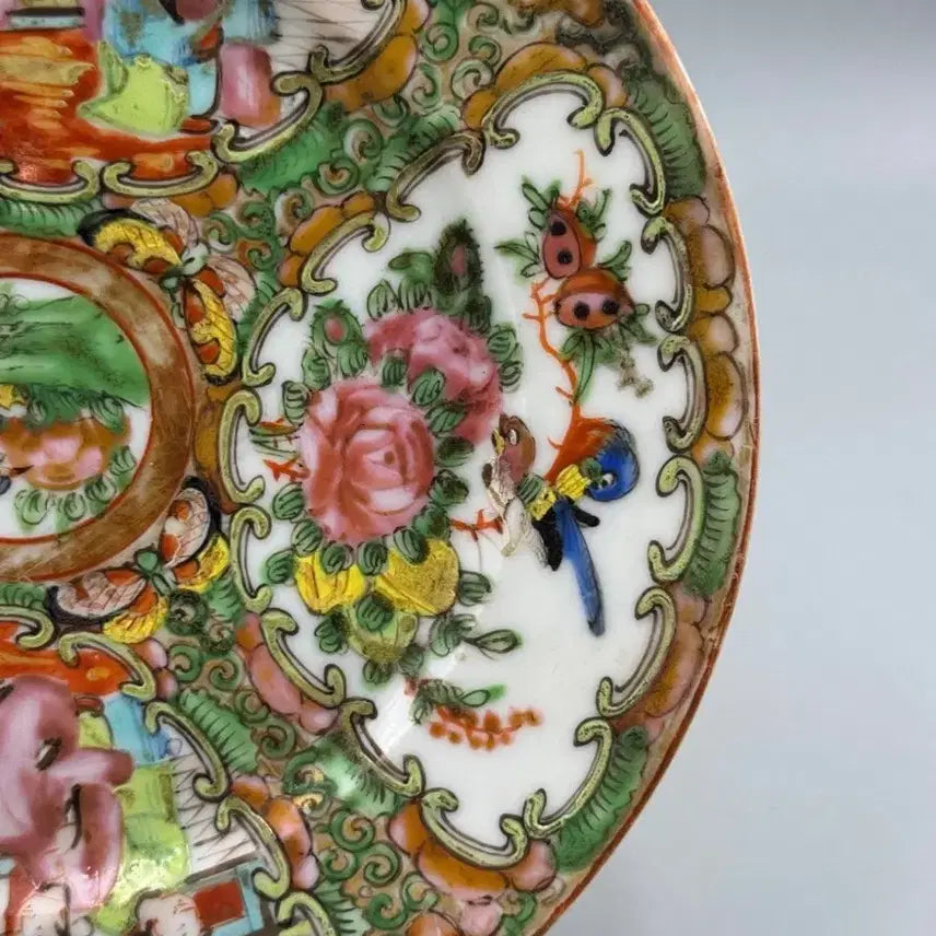 [BUNJANG] 19th Century Qing Dynasty Guangcai Export Porcelain Plate / [진품] 청대 19세기 광채 인물문 화조문 수출자기 접시 중국도자기 골동품 수집품