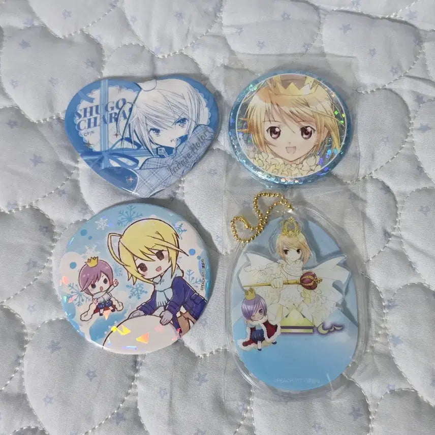 [BUNJANG] Shugo Chara! Tadase &amp; Rima Set of 4 Can Badges / 캐릭캐릭체인지 캐캐체 슈고캬라 타다세 루이 캔뱃지 핀버튼 4종 일괄