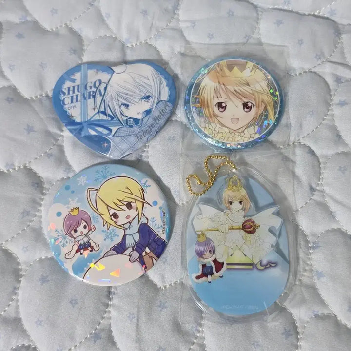 [BUNJANG] Shugo Chara! Tadase &amp; Rima Set of 4 Can Badges / 캐릭캐릭체인지 캐캐체 슈고캬라 타다세 루이 캔뱃지 핀버튼 4종 일괄