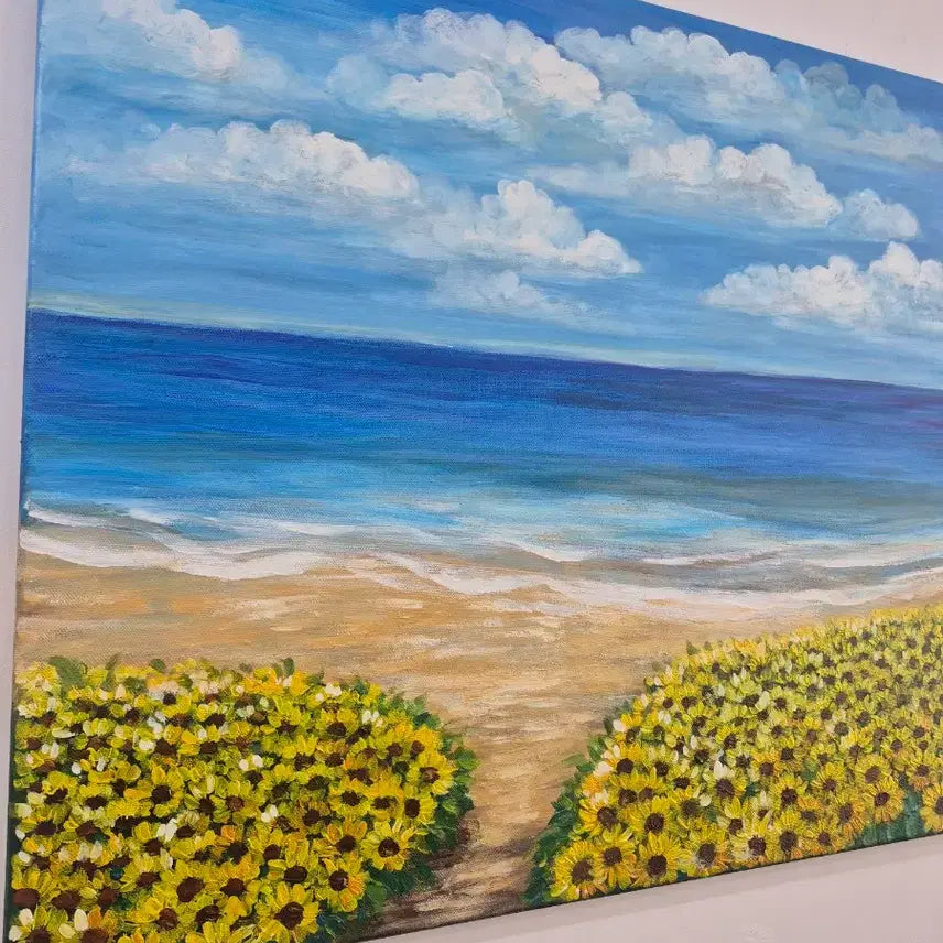 [BUNJANG] Healing Seascape and Sunflower Field Painting (Canvas No. 20, 73x61cm) / 바다로 향하는 길
