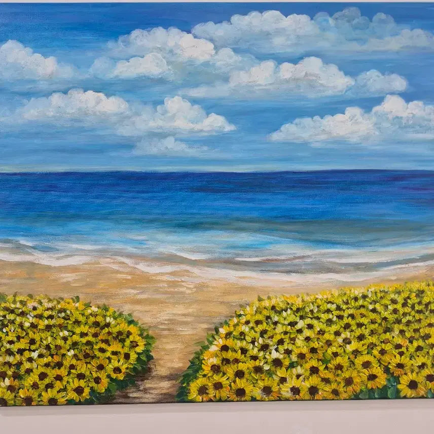 [BUNJANG] Healing Seascape and Sunflower Field Painting (Canvas No. 20, 73x61cm) / 바다로 향하는 길