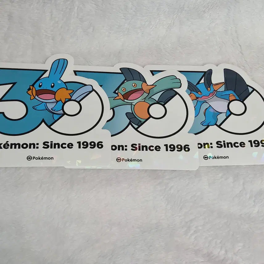 [BUNJANG] Pokemon 30th Anniversary Logo Stickers - Mudkip, Marshtomp, Swampert / 포켓몬 30주년 기념 로고 스티커 물짱이, 늪짱이, 대짱이 판매합니다!