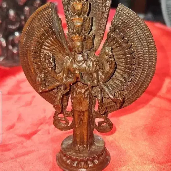 [BUNJANG] Ming Dynasty Yongle Period Cast Red Copper Thousand-Armed Guanyin Statue with Buddhist Halo / 적동 천수관음보살 주형광배 입상 (대명영락년시 명각)