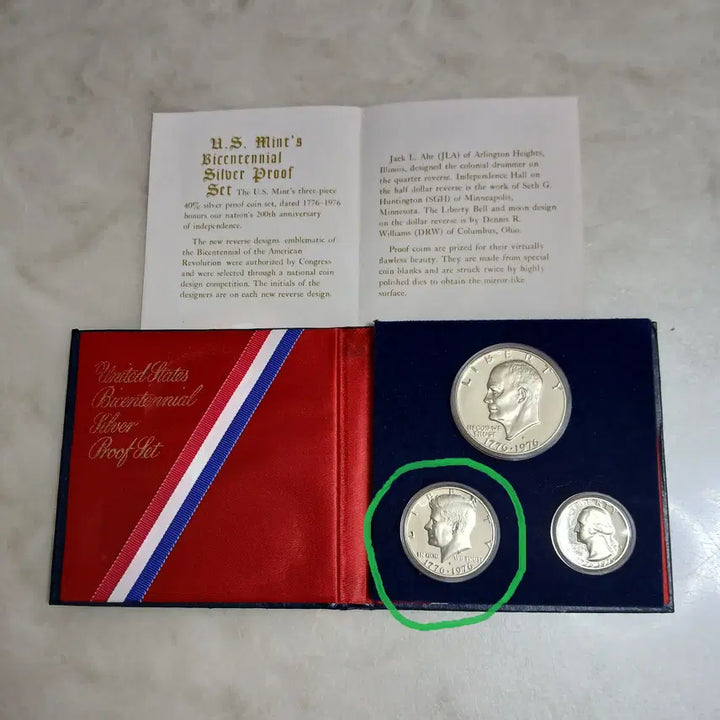 [BUNJANG] 1976 USA Bicentennial Kennedy Half Dollar Silver Proof Coin / (은화)미국1976 독립 200주년 기념주화 "프루프" 케네디 하프 달러 w/사은품