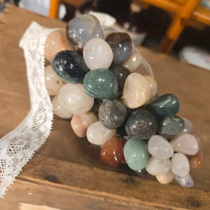 [BUNJANG] Vintage Gemstone Grape Cluster Object 13cm / 빈티지 원석 포도 오브제 길이13cm