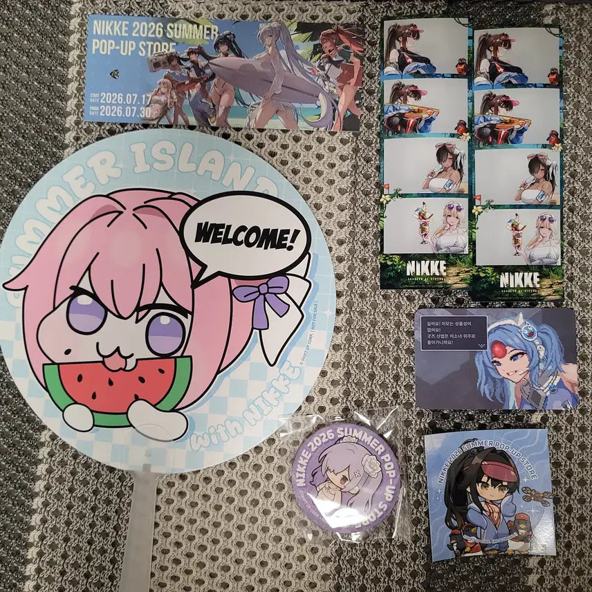 [BUNJANG] Niki Pop-up Exclusive Fan, Ticket, Can Badge, Sticker, 4-Cut Photo, Coupon Set / 니케 팝업 입장 특전 부채,티켓,캔뱃지,스티커,네컷,쿠폰 미사용