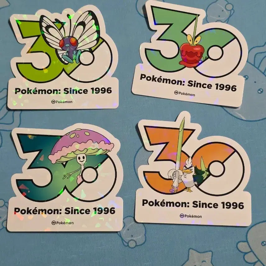 [BUNJANG] Pokemon 30th Anniversary Logo Sticker Bundle / 일괄) 포켓몬스터 30주년 기념 로고 스티커 버터플 과미르 마셰이드 창파나이트