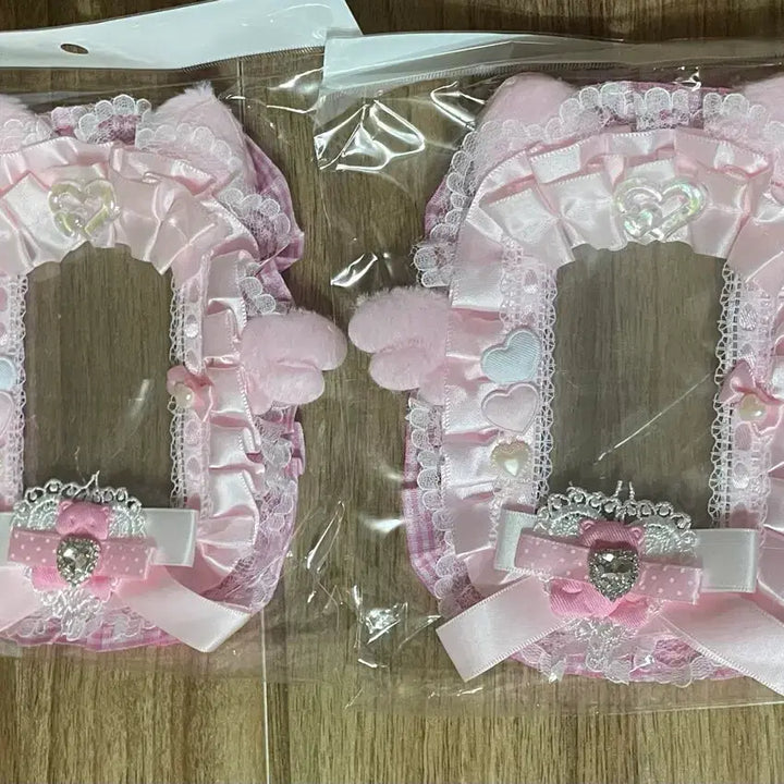 [BUNJANG] Handmade Pink Princess Heart Wings Angel Ribbon Lace Photocard Holder Toploader / 리본 레이스 탑꾸 포카홀더 탑로더 수제 핑크 분홍 공주 하트 날개 천사