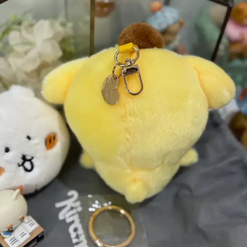 [BUNJANG] Chiikawa Kirameko Usagi x Sanrio Pompompurin Collaboration Mascot Keychain Plush / 치이카와 키라메코 우사기 산리오 폼폼푸린 콜라보 마스코트 키링 인형 농담곰