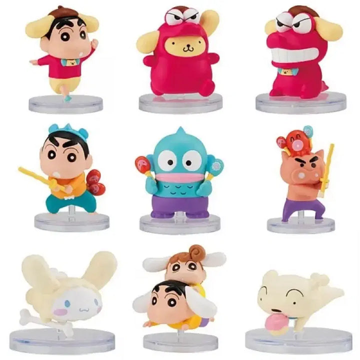 [BUNJANG] Bandai Crayon Shin-chan x Sanrio Characters Figure Collection Gacha Set (9 Types) / 반다이 짱구는 못말려 x 산리오 캐릭터즈 피규어 컬렉션 가챠 9종세트