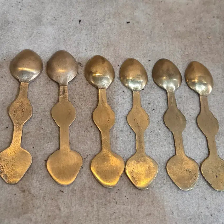 [BUNJANG] Antique Brass Apothecary Spoons / Tea Spoons (Set of 6) / 옛날 동 약스푼 / 차스푼 6점