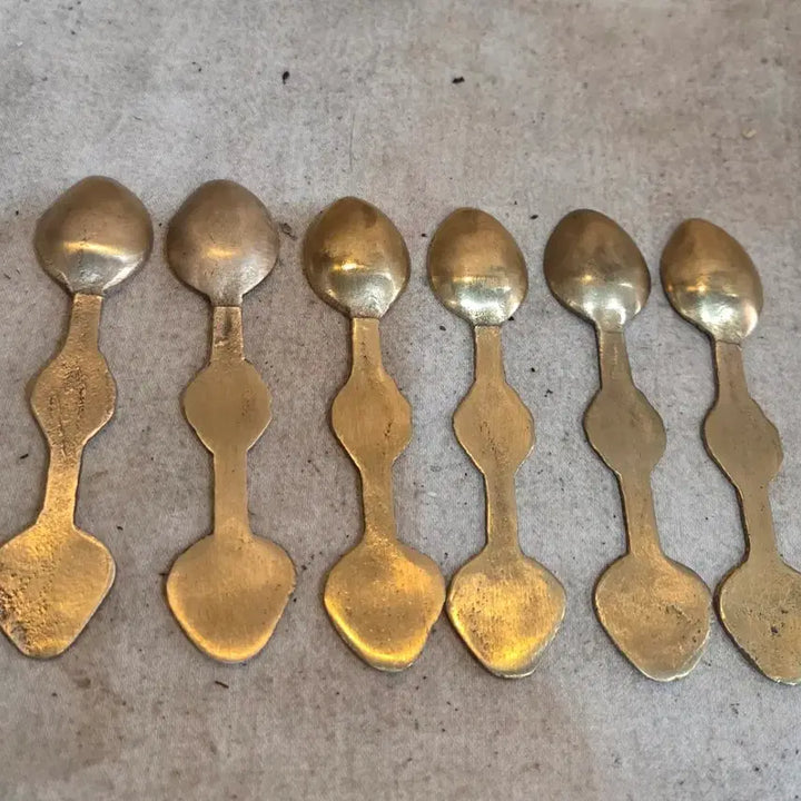 [BUNJANG] Antique Brass Apothecary Spoons / Tea Spoons (Set of 6) / 옛날 동 약스푼 / 차스푼 6점