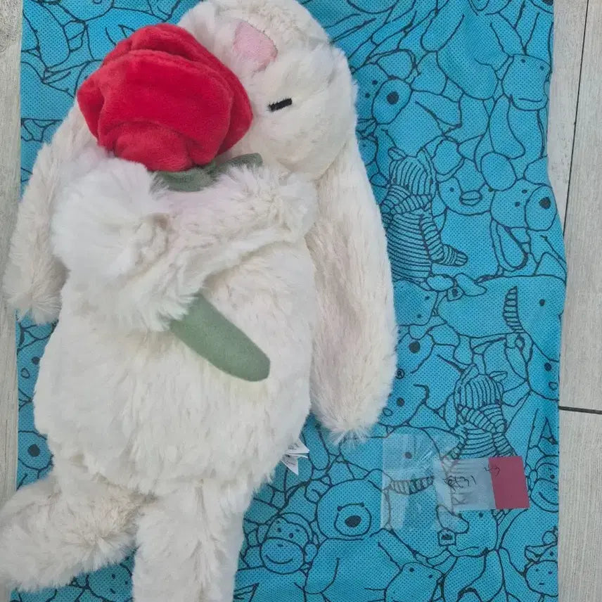 [BUNJANG] Plush Rabbit Doll with Rose / 인형