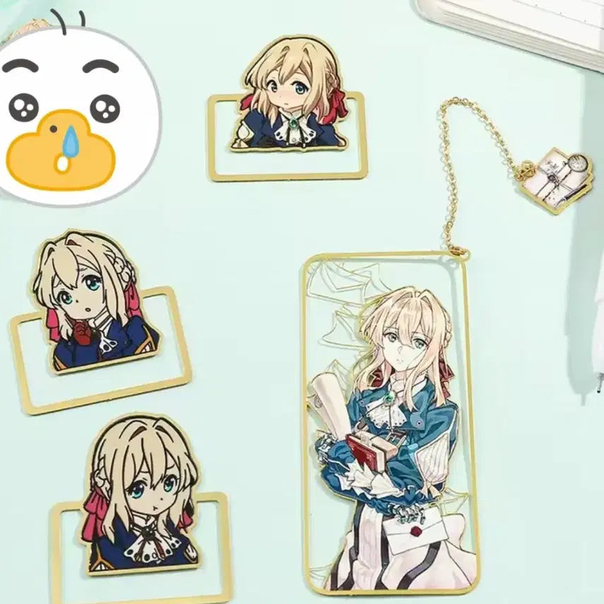 [BUNJANG] Violet Evergarden 18K Gold Plated Bookmark Set / 바이올렛 에버가든 4종 18k 북마크 북클립 책갈피 신품