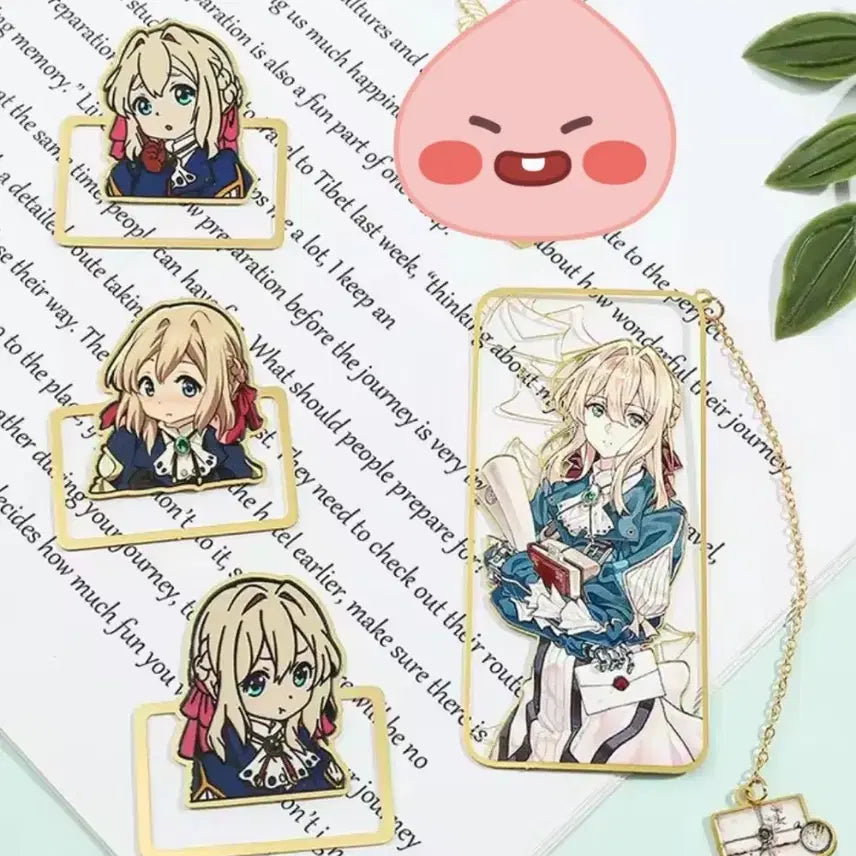 [BUNJANG] Violet Evergarden 18K Gold Plated Bookmark Set / 바이올렛 에버가든 18k 북마크 북클립 책갈피 4종 신품