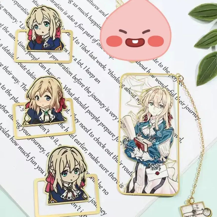 [BUNJANG] Violet Evergarden 18K Gold Plated Bookmark Set / 바이올렛 에버가든 18k 북마크 북클립 책갈피 4종 신품