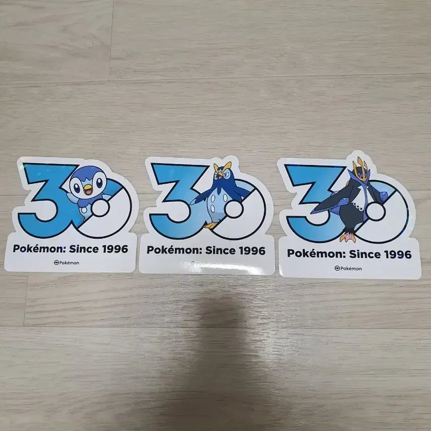 [BUNJANG] Pokemon 30th Anniversary Logo Sticker - Piplup, Prinplup, Empoleon / 포켓몬 30주년 로고 스티커 팽도리, 팽태자, 엠페르트