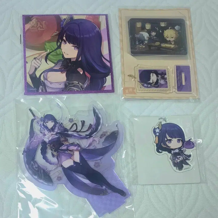 [BUNJANG] Genshin Impact Raiden Shogun Acrylic Stand, Postcard, Keychain Set / 원신 라이덴 쇼군 아크릴 스탠드 색지 키링 gigo