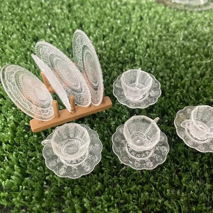 [BUNJANG] Miniature Glass Teacup Set for 4 / 미니어처 유리 찻잔 세트 4인조