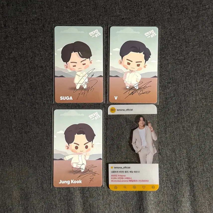 [BUNJANG] BTS In The Soop Suga, V, Jungkook Lemona Photocard Bundle Set / 방탄 bts 인더섬 포카 슈가 태형 정국 레모나 정국 포카