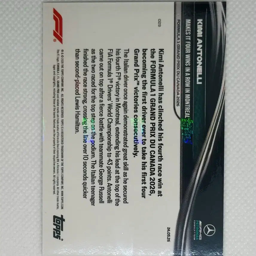 [BUNJANG] 2026 Topps Now F1 Kimi Antonelli Card / 2026 탑스 나우 F1 키미 안토넬리 카드