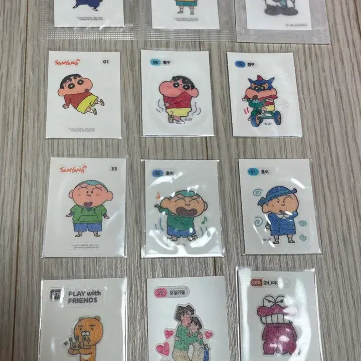 [BUNJANG] Jjanggu, Maenggu, Ryan, Hangyodong Bungeoppang Stickers Bundle Set (12 pcs) / 짱구 맹구 라이언 한교동 띠부띠부씰 (12장 일괄)