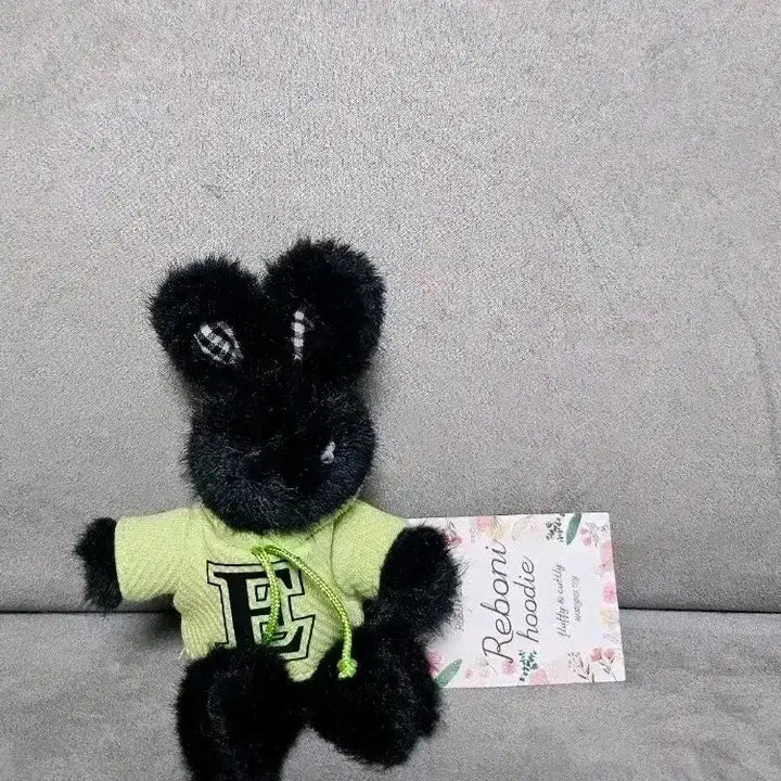 [BUNJANG] Ribbonny Rabbit 8cm Keychain Plush / 레보니 후드 토끼 블랙 8cm 키링 인형