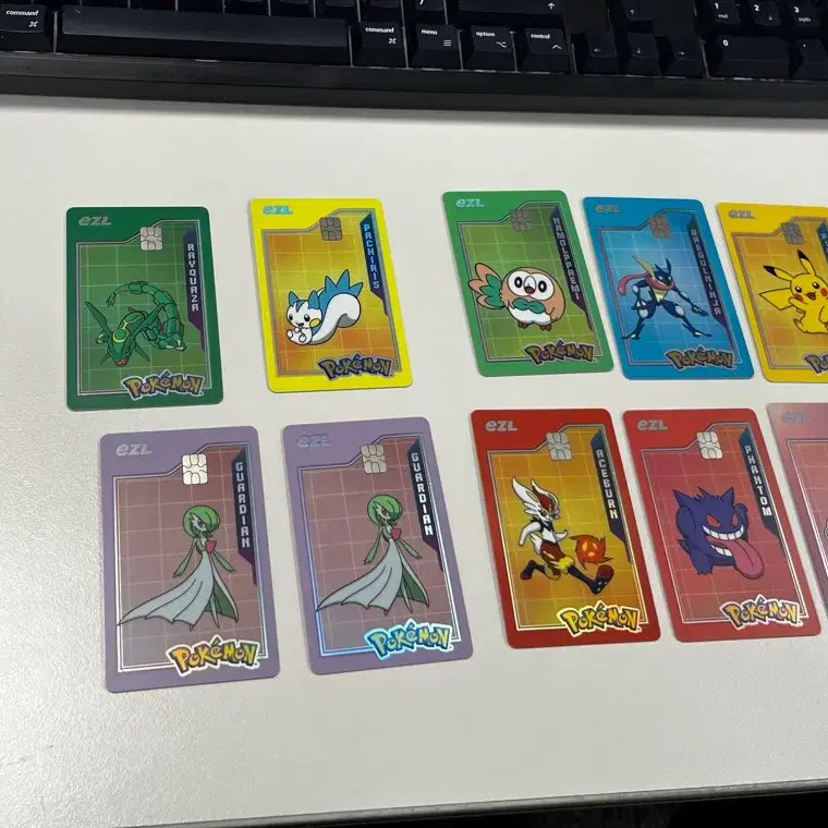 [BUNJANG] Ezyul Pokémon Transportation Cards Bundle Set (Mew, Pikachu, Rayquaza, Gengar, Pachirisu, Rowlet, Greninja, Gardevoir x2, Cinderace) / 이즐 포켓몬 교통카드 10장 일괄판매  (뮤 피카츄 레쿠쟈 팬텀 파치리스 나몰빼미 개굴닌자 가디안2장 에이스번)
