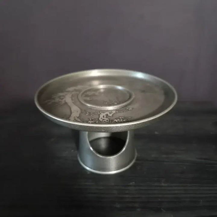 [BUNJANG] Pewter Tea Tray Stand with Intricate Carvings / 주석 개별 차탁,받침대