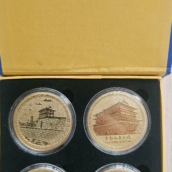[BUNJANG] Chinese Traditional Commemorative Gold-Plated Coin Set (4 Types) / 중국 전통 기념 금도금 주화 4종세트  일괄