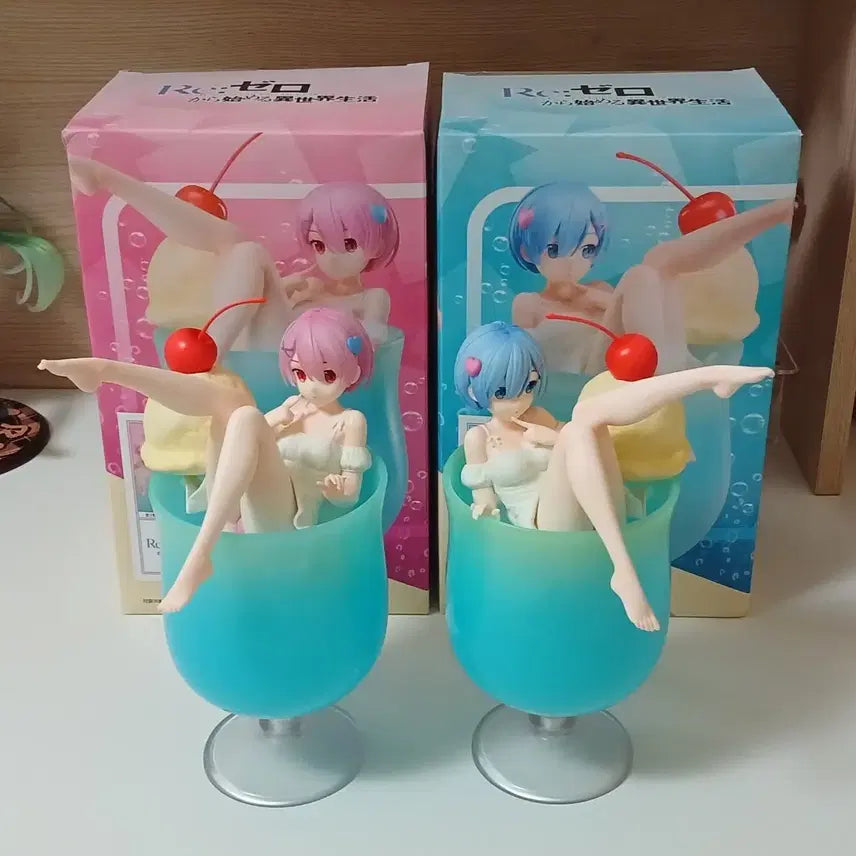 [BUNJANG] Re:Zero Ram &amp; Rem Soda Figures Set / 리제로 렘 람 소다피규어 (세트판매)