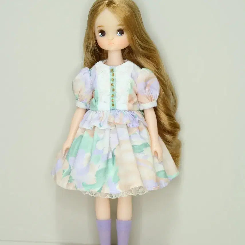 [BUNJANG] Purple Flower Dress Set for Small 6-Day Dolls / (작은 육일돌)(선주문) 퍼플 플라워 원피스