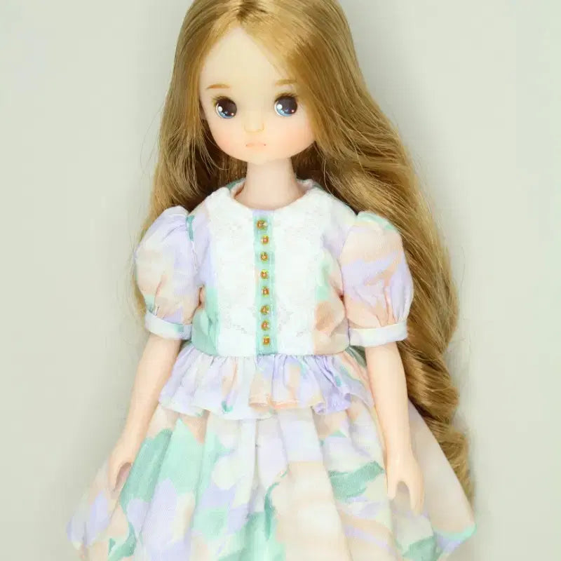 [BUNJANG] Purple Flower Dress Set for Small 6-Day Dolls / (작은 육일돌)(선주문) 퍼플 플라워 원피스